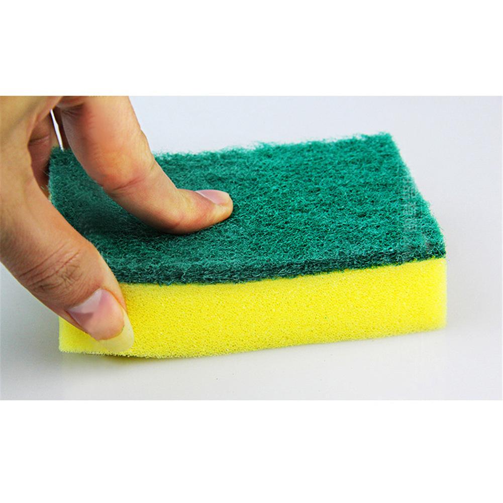 10PCS/Pack High-density Sponge Scouring Pad Kitchen Cleaning Cloth Dishwashing Brush