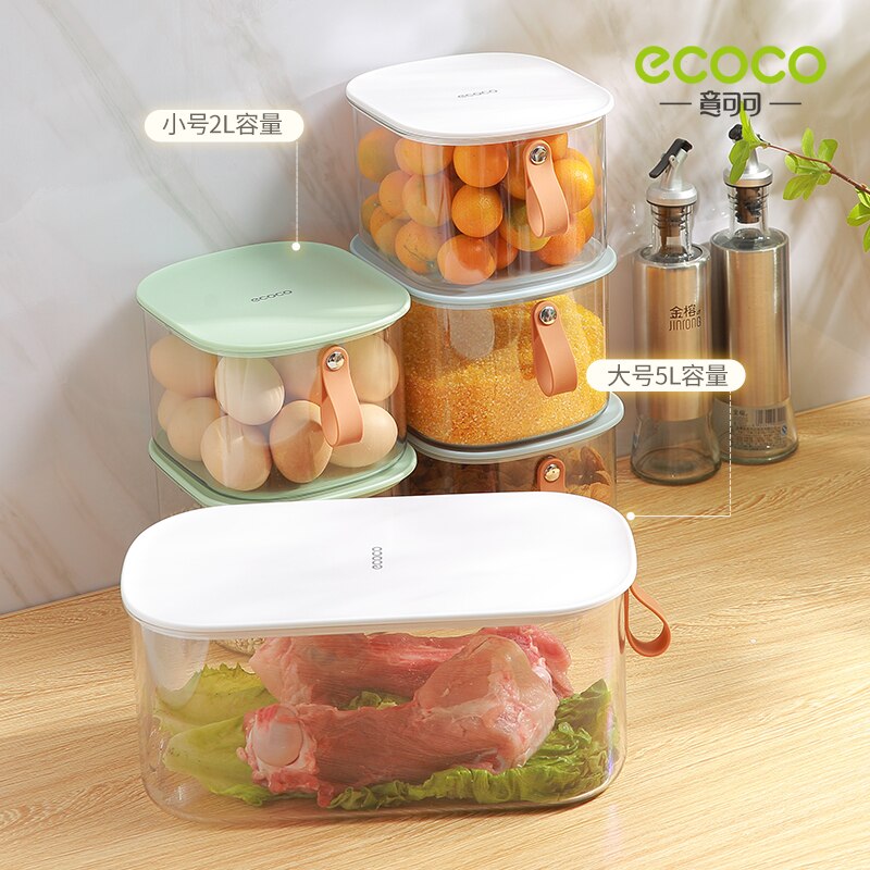 ECOCO Refrigerator Food Storage Containers with Lids Transparent Large Capacity Plastic Seal Tank Separate Vegetable Fresh Box