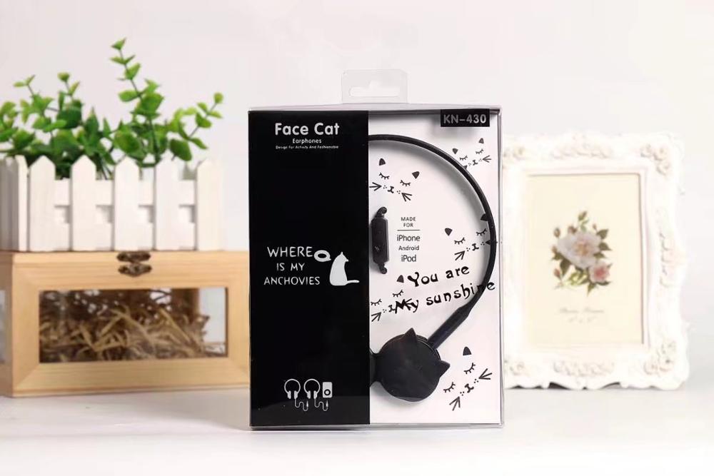 Schattige kattenkoptelefoon, over-ear muis, stereo hoofdtelefoon met microfoon, kinder-dochter oordopjes, headset met retailverpakking: Zwart