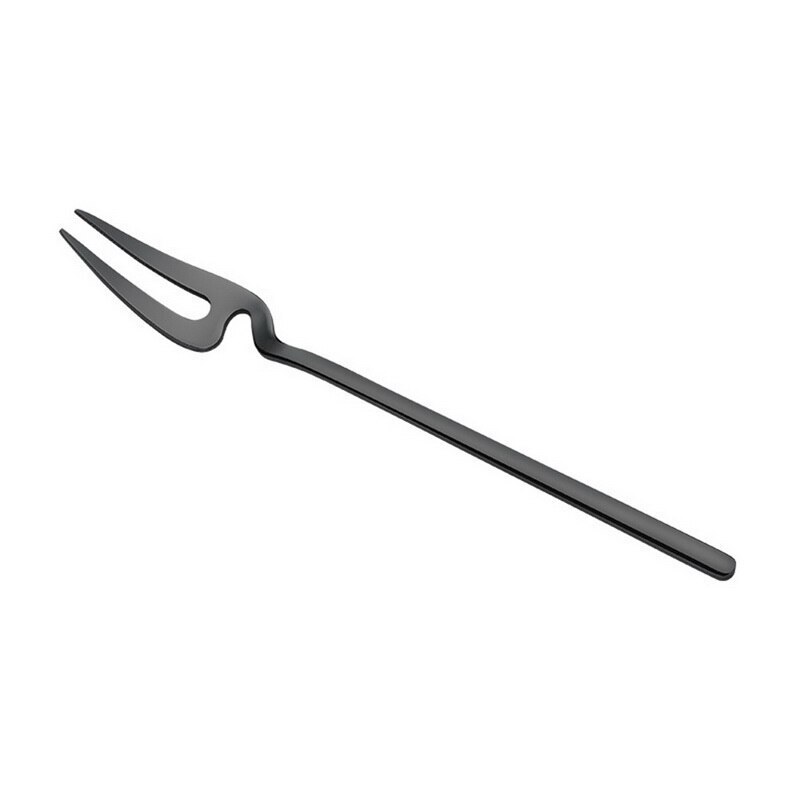 Stainless Steel Spoon Long Handle Ice Cream Scoop Tea Coffee Mixing Spoon Dessert Fruit Fork Home Kitchen Decorative: fork (black)