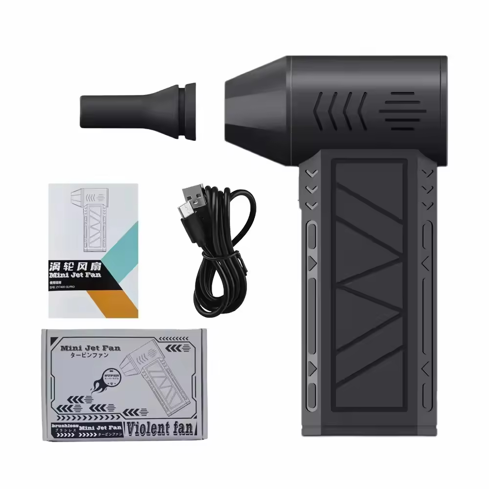 220 W Turbo-Jet-Lüfter 130000 RPM Windgeschwindigkeit 52 m/s Bürstenloser Motor Handkanalventilator Hochleistungs-Zyklon-Turbo-Elektrogebläse: Grau