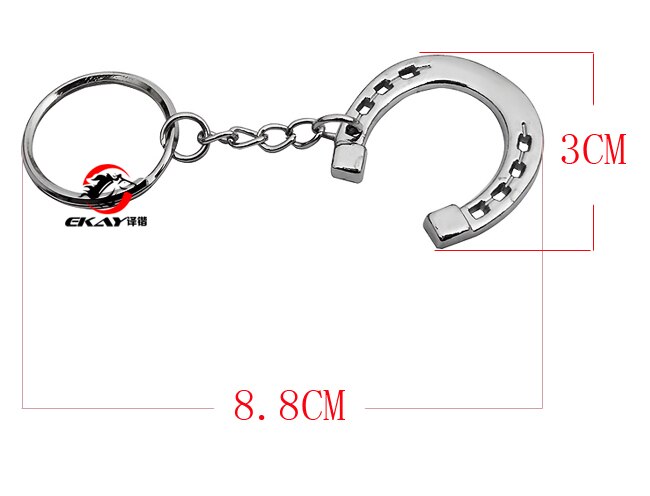 Zink diecasting hestesko nøglering med kæde & o ring. sølvfarve (sk007c)