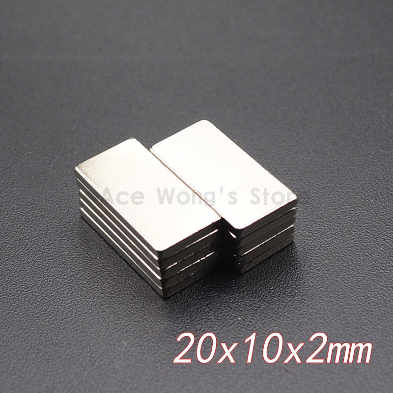 10/20/50Pcs 20X10X2 Neodymium Magneet 20Mm X 10Mm X 2mm N35 Ndfeb Blok Super Krachtige Sterke Permanente Magnetische Imanes