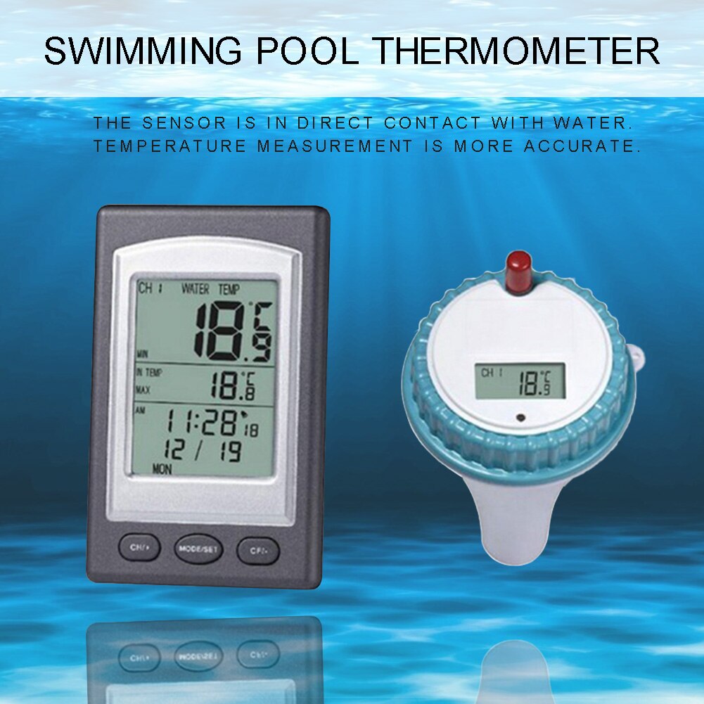 Wireless Swimming Pool Thermometer Waterproof Bathtub Temperature Gauge Meter Calendar Outside Sensor