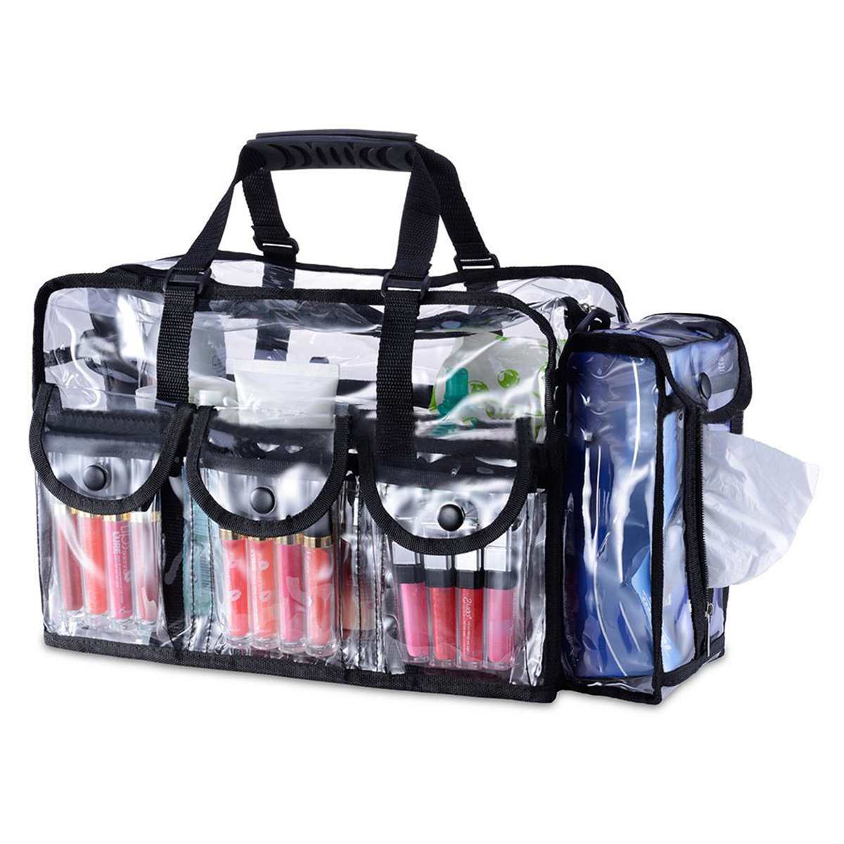 Sacos cosméticos pvc transparente viagem tote claro organizador à prova dprofeágua professinal compõem organizador saco grande capacidade