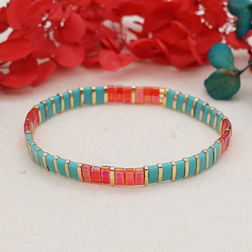 Go2BoHo Miyuki Tila Armband Mode-sieraden Ruby Turquoise Goud Gekleurde Kralen Multicolor Armbanden Voor Vrouwen Haar Sieraden: Default Title
