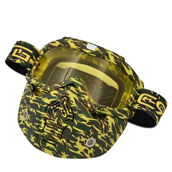 Máscara de casco facial Vintage, gafas desmontables para Motocross, Scooter, Jet, máscara, gafas de sol, esquí, Skate: Model 2
