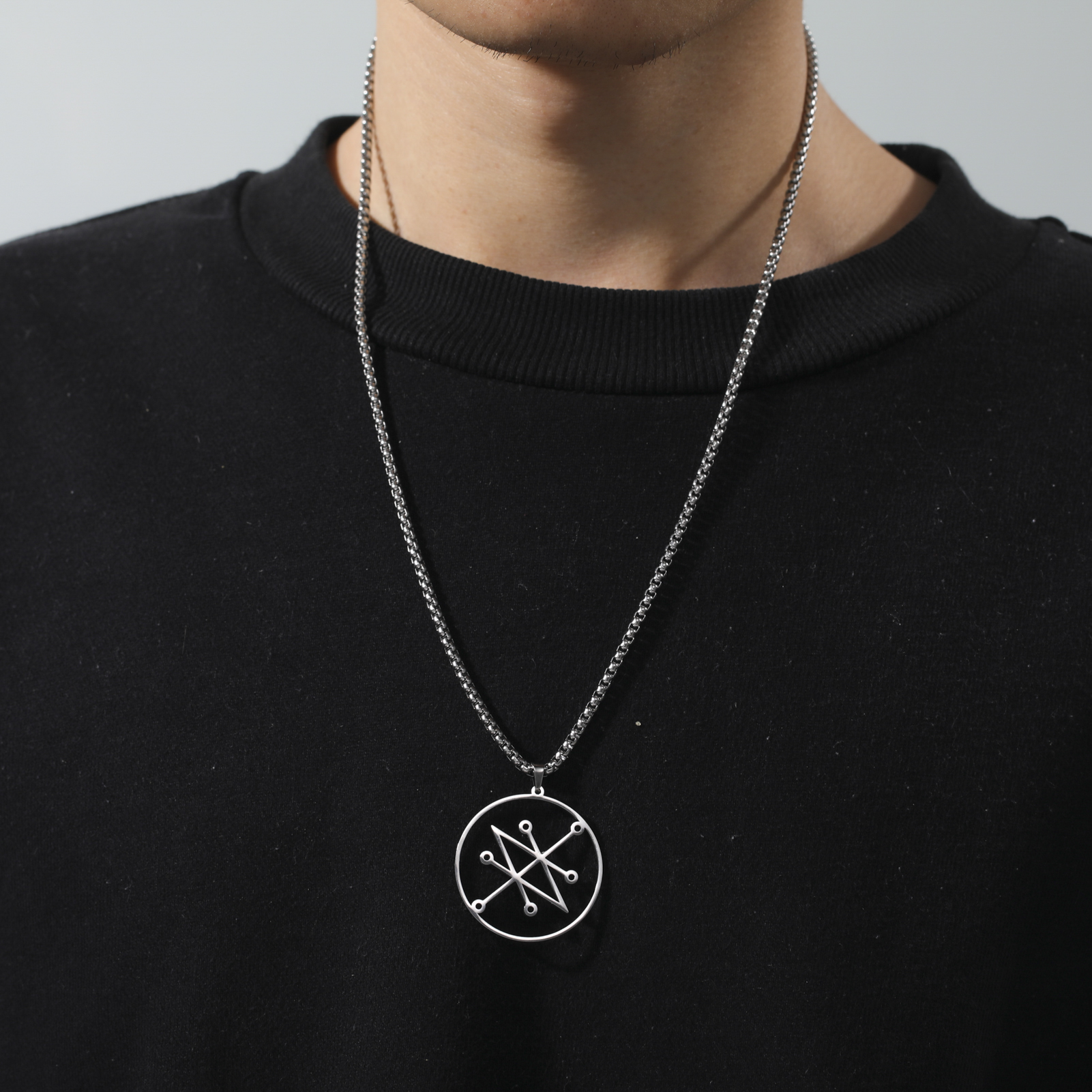 EUEAVAN Vintage Azazel Sigil Pendant Necklace Demonic Symbol Sign Necklaces Stainless Steel Seal of Solomon Amulet Charm Jewelry