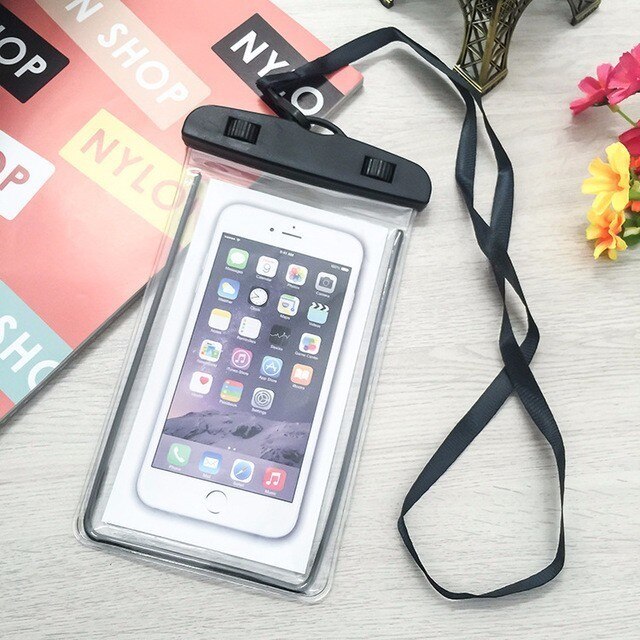 Funda de teléfono impermeable con bolsa de almacenamiento de pantalla táctil para natación luminosa funda de teléfono sumergible para iphone 8: black