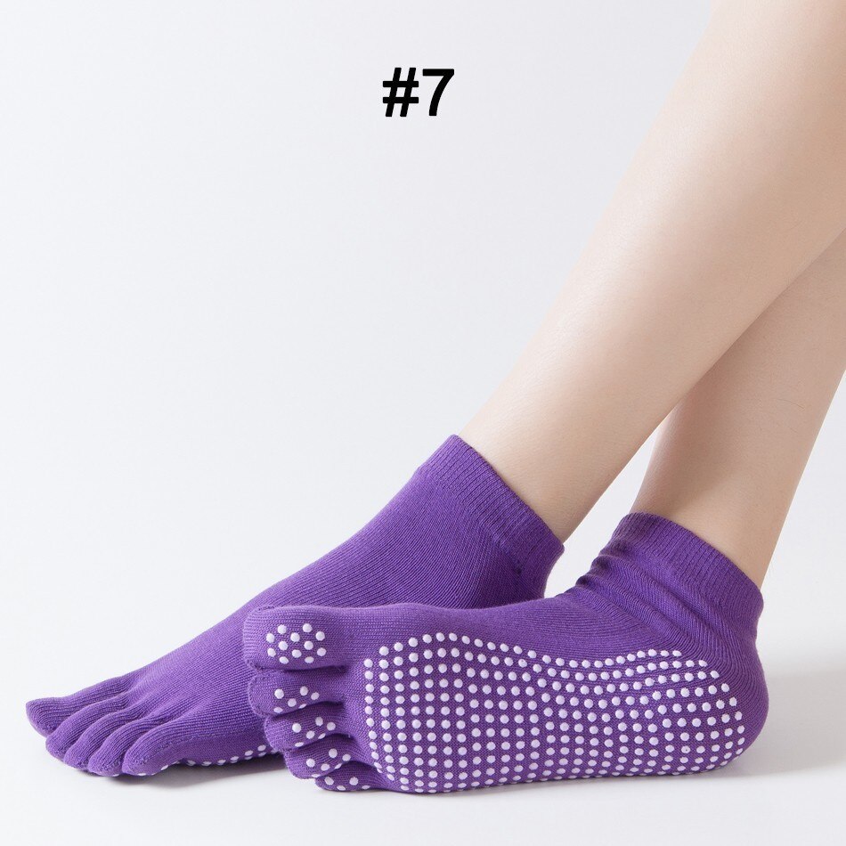 WorthWhile 1 Pair Women Sports Yoga Socks Five Finger Slipper Anti Slip Lady Pilates Ballet Heel Dance Protector: Purple