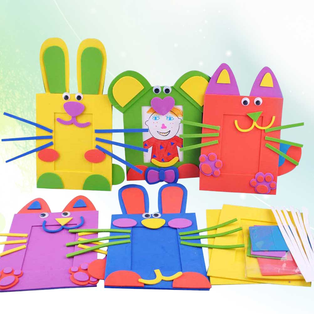 1pc DIY Photo Frame Cartoon Photo Frame Handmade Material Bag Felt Frame Crafting DIY Supplies For Kids Children Boys Girls