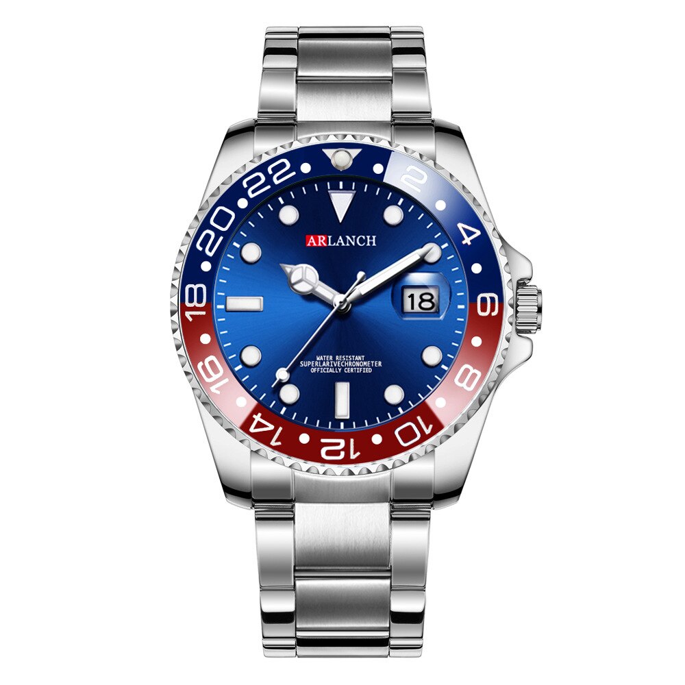Arlanch Mannen Lichtgevende Grote Heren Wijzerplaat Horloges Quartz Horloge Voor Mannen Groene Man Klok Sport Horloge Mannen relogio Masculino: R-B