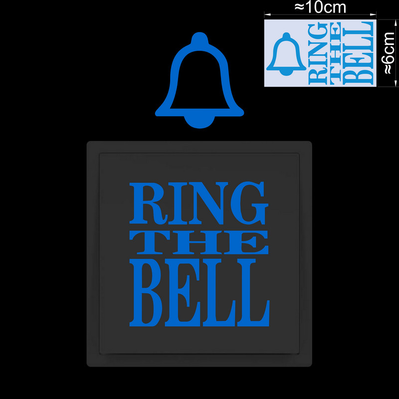 Anello il campanello che si illumina al buio Adesivo per interruttore campanello Porta aperta che indica etichetta per cartello Negozio Hotel Decorazione per finestra per auto Decalcomania in vinile: Blu