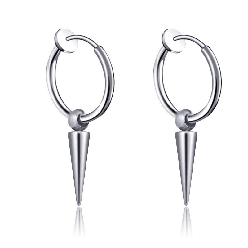 Mode Klinknagel Taper Rvs Earring Voor Vrouwen Mens Classic Punk Stud Oor Sieraden 2 Stuks: A clip silver