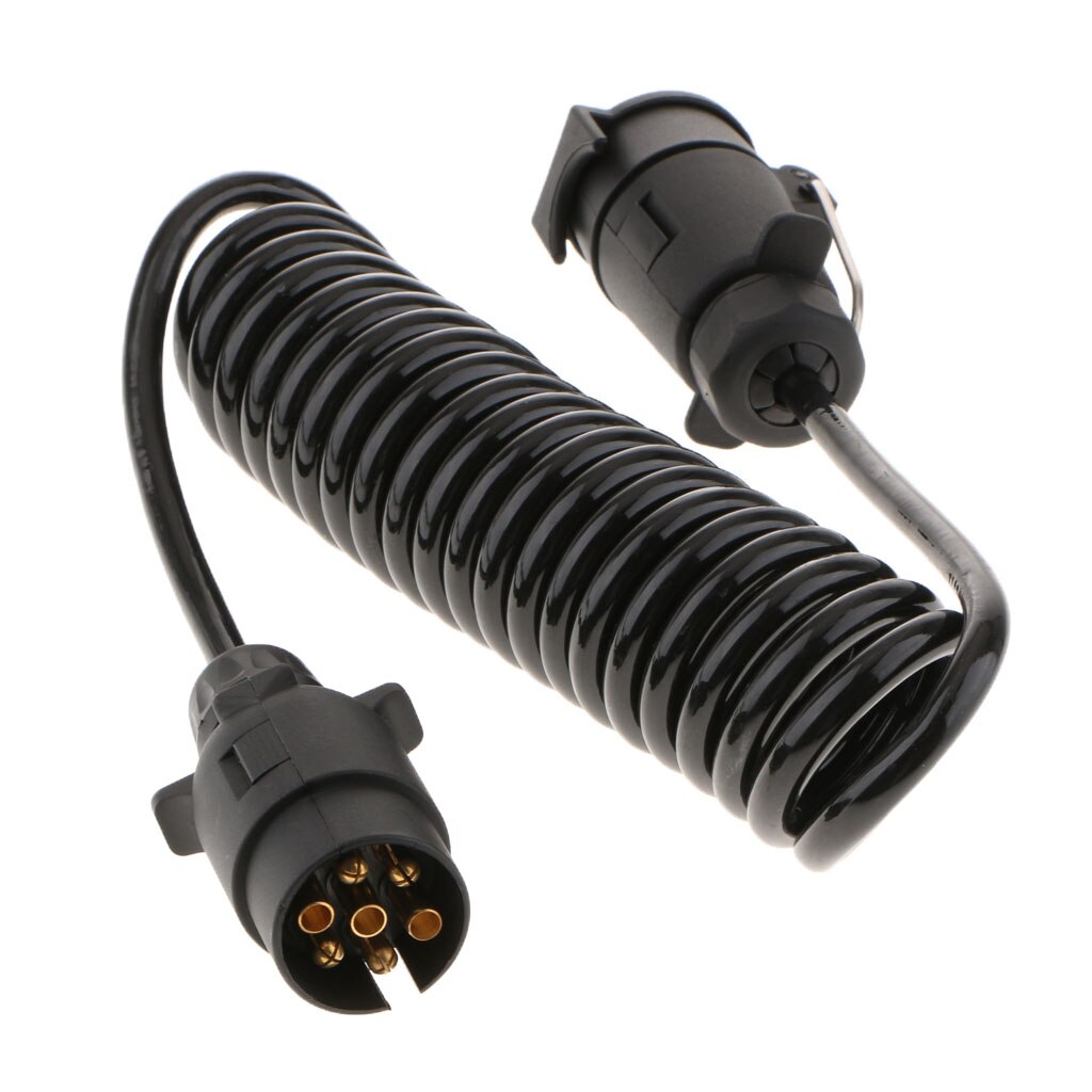 Black Round RV 7-Way 7-Pin Trailer Light Adapter Plug Connector 2 Meters