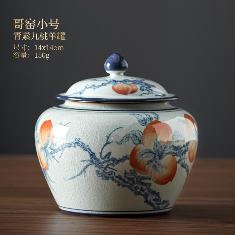 Ceramic Tea Caddy with Cover Moisture-proof Sealed Tank Storage Jar Tea Container Large Tea Box Food Storage Tank Tea Organizer: A small