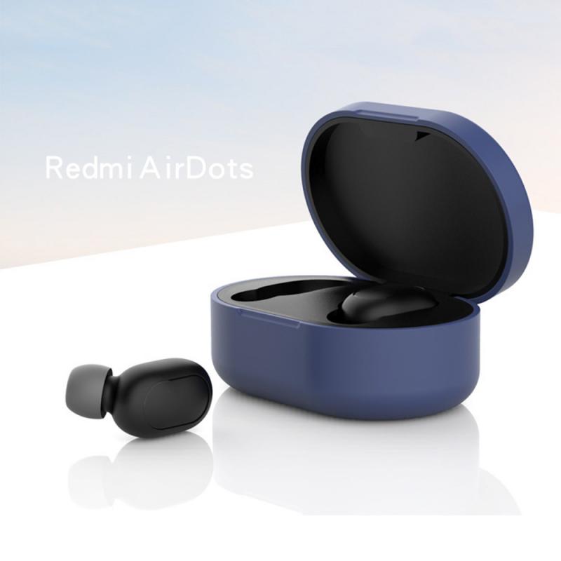Silicone Cover Earphone Case suitable For Redmi Airdots Case comfortable For Redmi Airdots Mi True Wireless Earbuds Basic: Navy Blue
