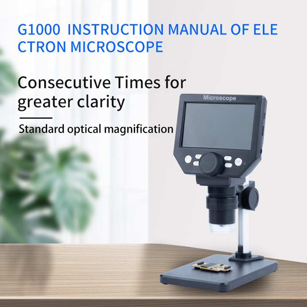 G1000 Digital Electron Microscope 4.3 Inch Large Base LCD Display 8MP 1-1000X Continuous Amplification Magnifier