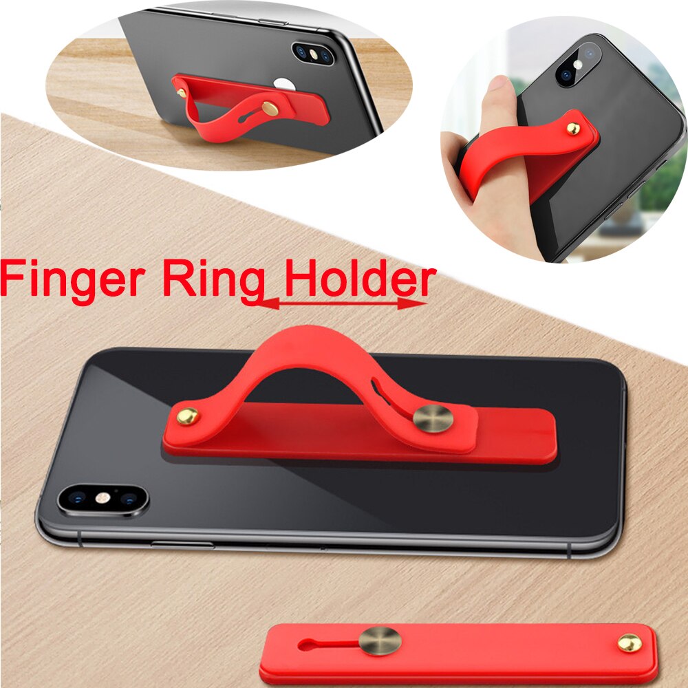 Candy Color Finger Ring Holder Silicon Phone Hand Band Holder For iPhone Wristband Strap Push Pull Grip Stand Bracket