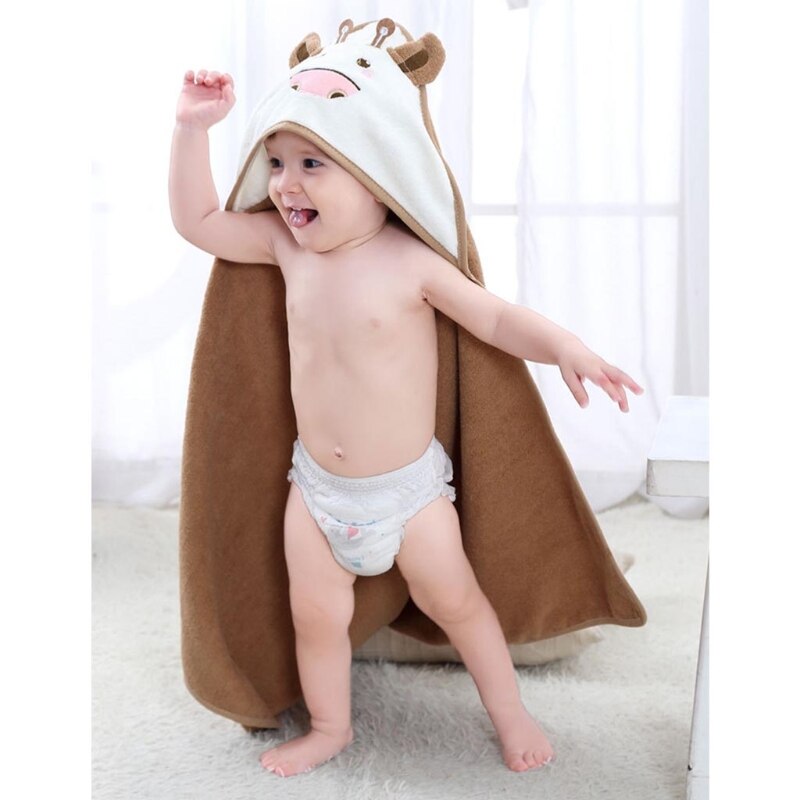Peignoir à capuche en forme de vache pour bébé, serviette de bain, Cape, Poncho enveloppant, dessin animé, pour enfants en bas âge