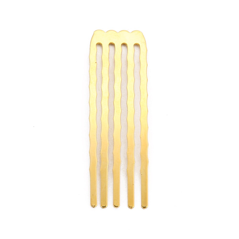 10pcs/lot Gold Rhodium Color 5/10 Teeth Hair Comb Hair Clips Claw Hairpins for Wedding Hair Jewelry DIY Findings &amp; Components: gold long 5 teeth