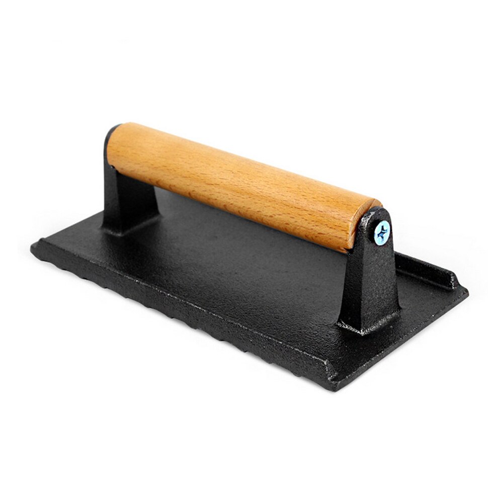 Cast Iron Bacon Press Meat Beef Grill Burger Press With Wooden Handle Weight Press BBQ Kitchen Food Grill