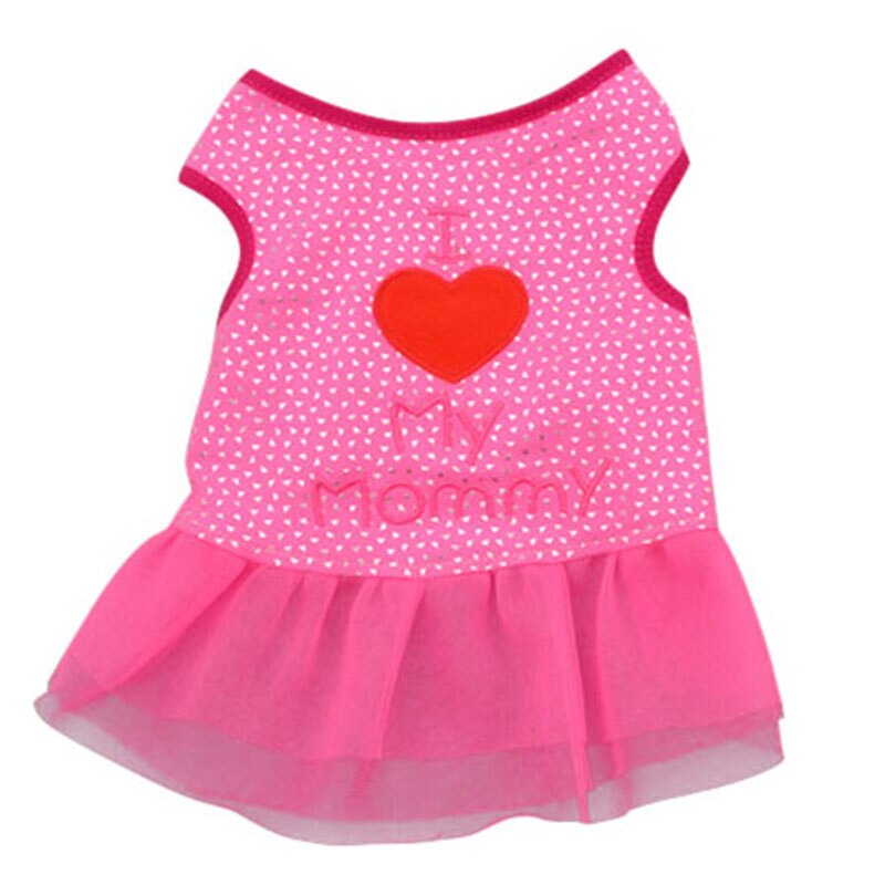 Vestido de verano con estampado de corazón y letras para perros pequeños, ropa para cachorros de gato, ropa para mascotas: A / L