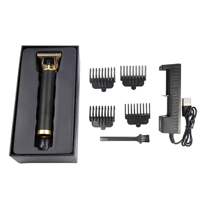 Cortadora de pelo recargable T9 sin cable 0mm Barbero Buda eléctrico recortador de pelo Máquina para cortar cabello pelado Outliner hombres F35: T9-03-WITH BOX
