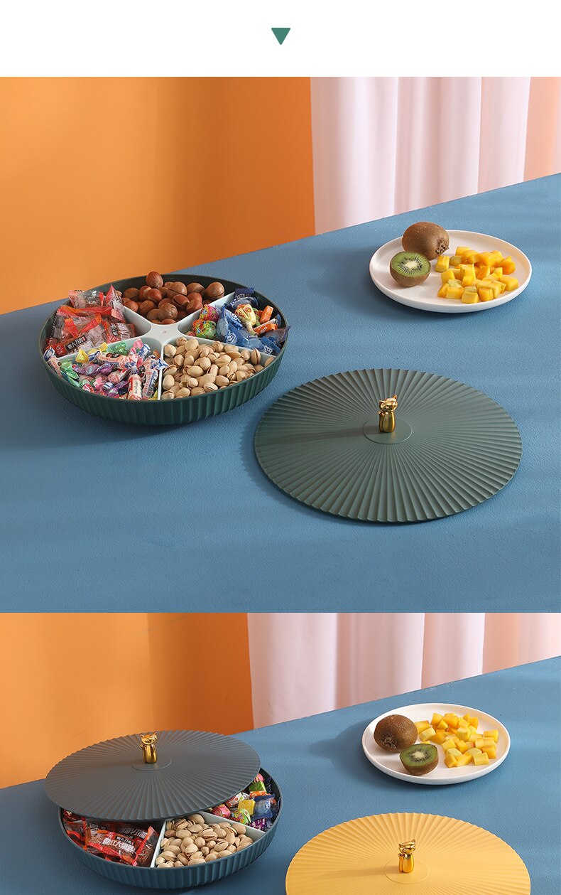 5-Compartment Food Storage Tray Dried Fruit Snack Plate Appetizer Serving Platter for Party Candy Pastry Nuts Dish fruit plate