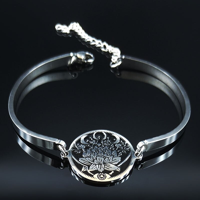 Livets blomst rustfrit stål armbånd til kvinder perle sølvfarvet armbånd smykker acero uoxiderbar  b18353: B