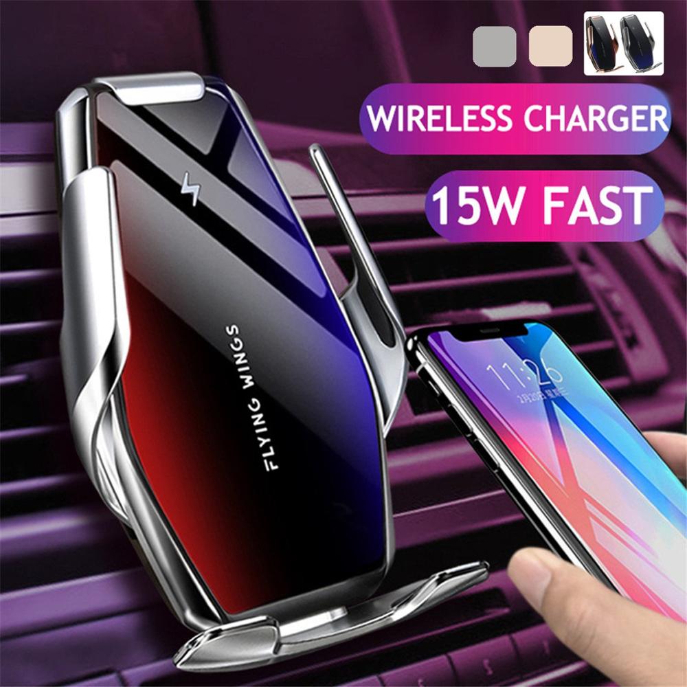 DCAE 15W Car Qi Wireless Charger Automatic Clamping for iPhone 8 XR 11 12 13 XS Samsung S21 S20 S10 Air Vent Mount Phone Holder