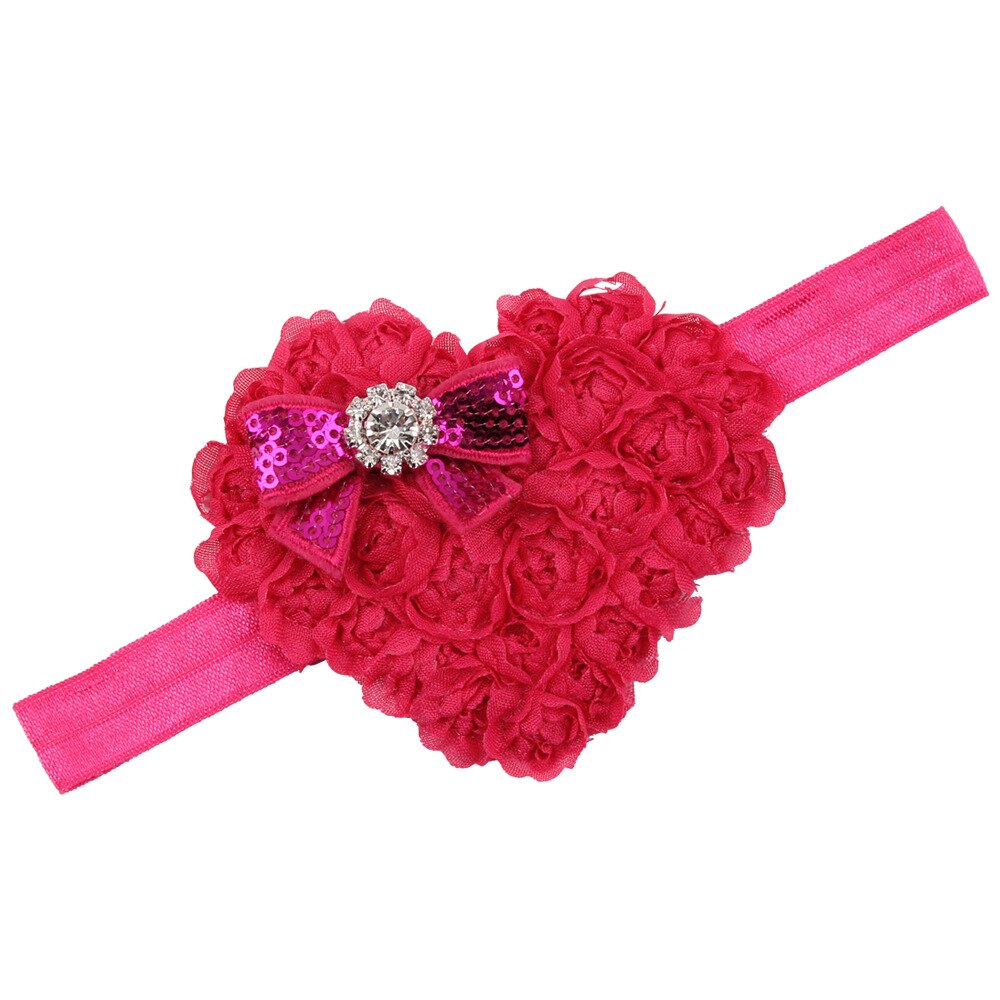 ABDO Small Flowers Elastic Baby Headband For Girls Love Valentine's Day Costume Baby Hair Accessories Girl Hairband: Hot Pink  A