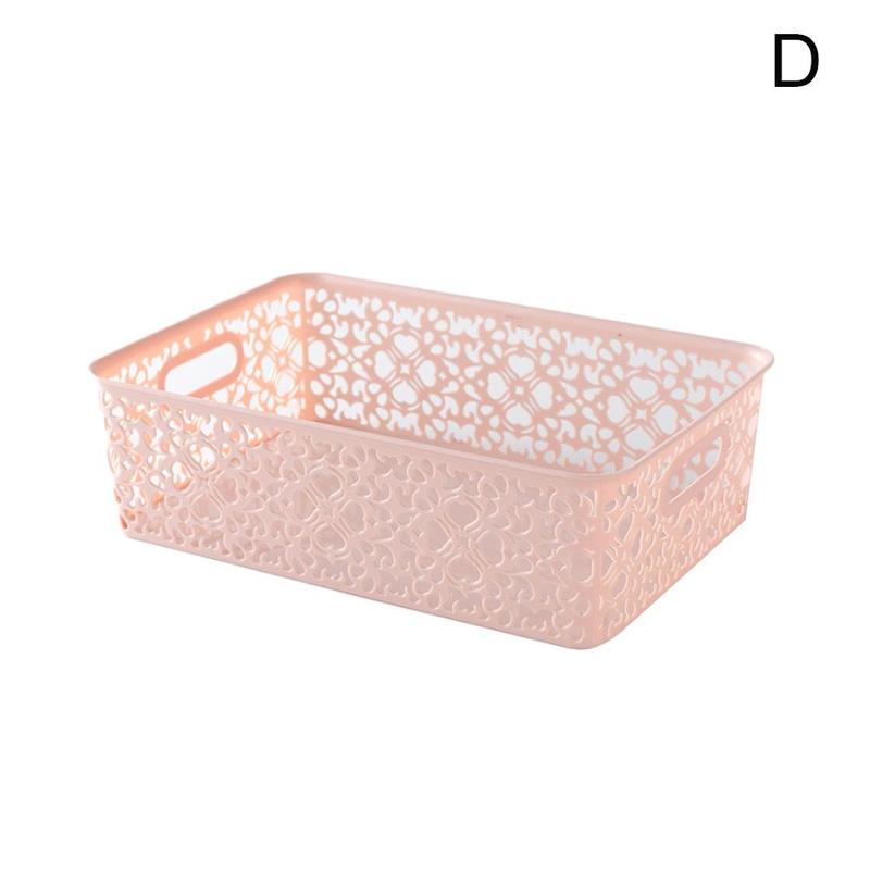 Panier de rangement en plastique en dentelle avec couvercle, grand panier de rangement de jouets divers pour la maison, panier de rangement pour vêtements A1I6: D