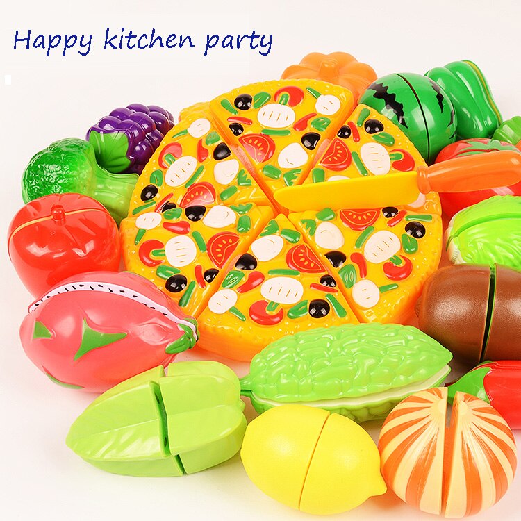 37pcs/lot Children Pretend Role Play House Toy Cutting Fruit Plastic Vegetables Food Kitchen Baby Classic Kids Educational Toys