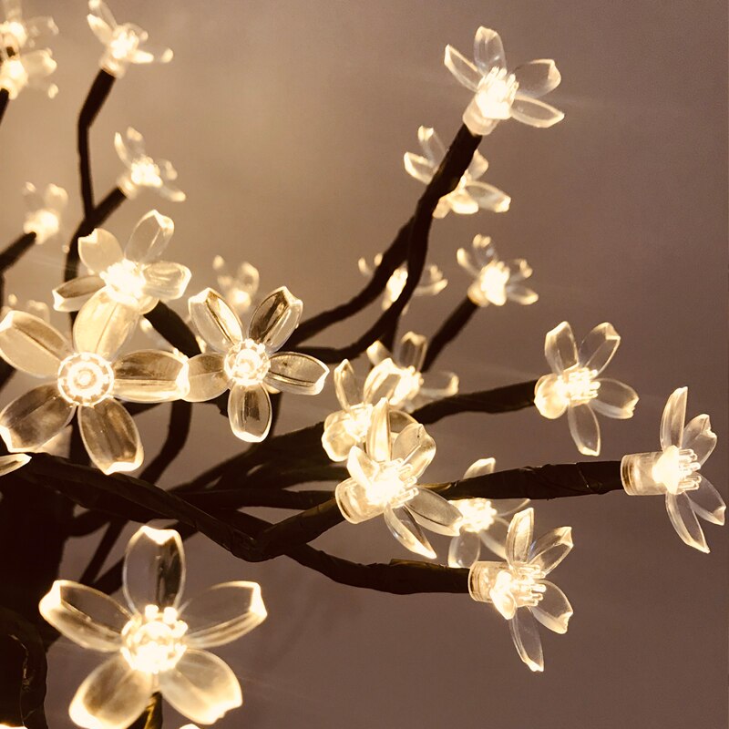 48 led kirsebærplomme blomstre træ lys bordlamper natlys til hjem indendørs soveværelse bryllupsfest bar dekoration usb-stik