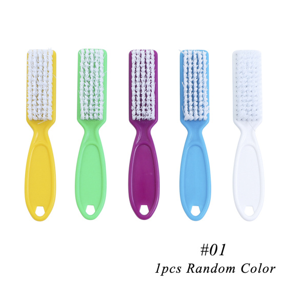 Cepillo de plástico para manicura y pedicura, Herramientas de limpieza de uñas, suave, elimina el polvo, brochas de maquillaje, accesorios para el cuidado de las uñas, Color aleatorio TR095, 1 ud.: 01