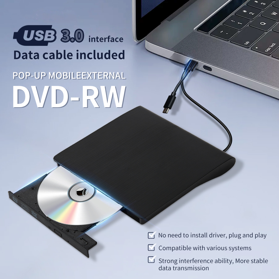 Dvd-optager bærbar usb 3.0 type-c ultratynd ekstern drevlæser afspiller til bærbar computer stationær harddisk boost desktop ydeevne