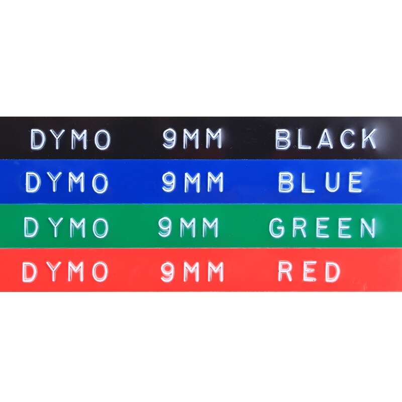 Dymo 12965 manuell etikettmaskin plus 2 st 3d präglingsetiketttejper 9mm vit på svart för dymo maskin manuella etikettskrivare