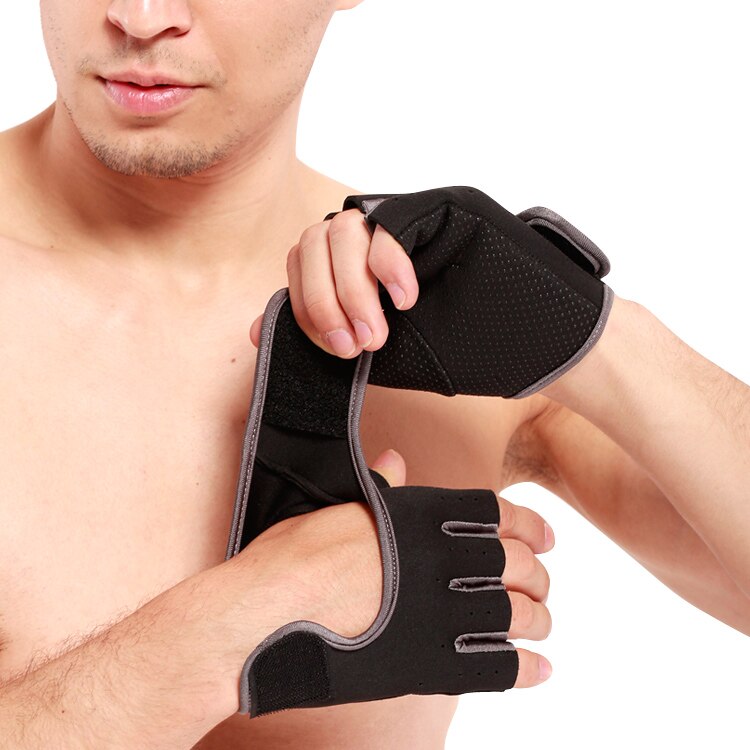 Männer &amp; Frauen Gym Halbe Finger Handschuhe Sport Fitness Übung Training Handgelenk Silikon Anti-slip Widerstand Gewichtheben Handschuhe