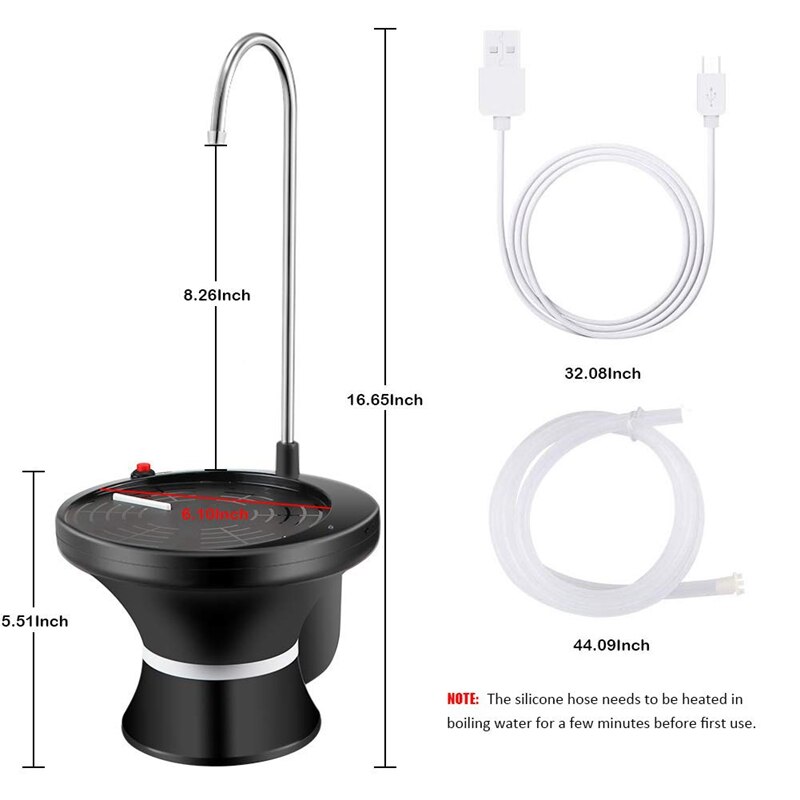 Pompe de distributeur de bouteille d'eau pompe de cruche d'eau potable électrique automatique pour bouteille de 1-5 gallons Usb Rechargeable Li-Ion Ultra-Hygie
