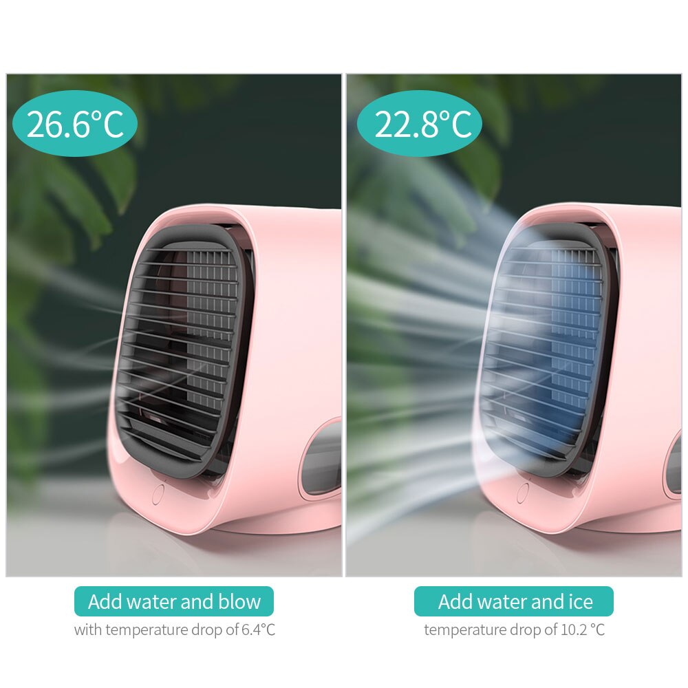 Portable Mini Mini Desktop Air Conditioner Air Cooler Humidifier Purifier Rechargeable Fan Desk 3 Speeds Cooling Fan