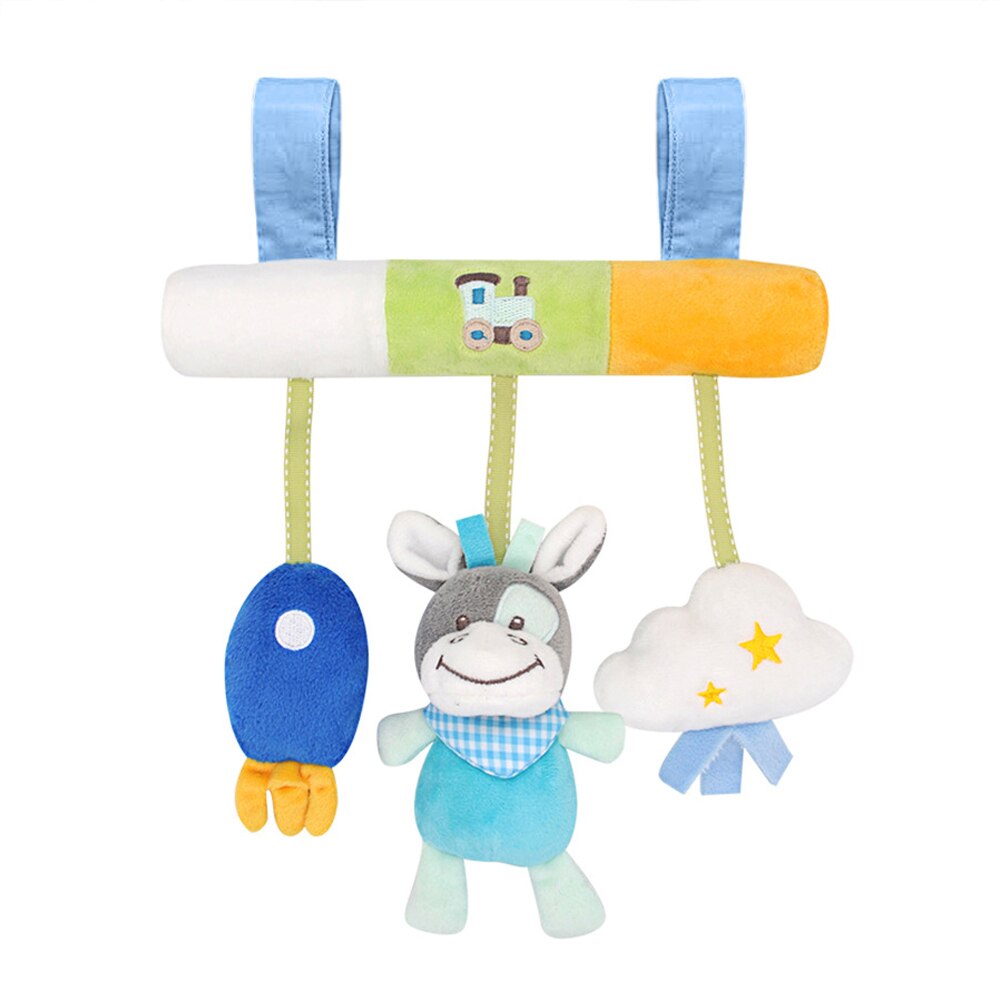 Cartoon Animal Mobile Toddler Comfort Newborn Infant Stroller Musical Bell Cute Rattle Toy Crib Bed Car Hanging Plush: Blue Cows