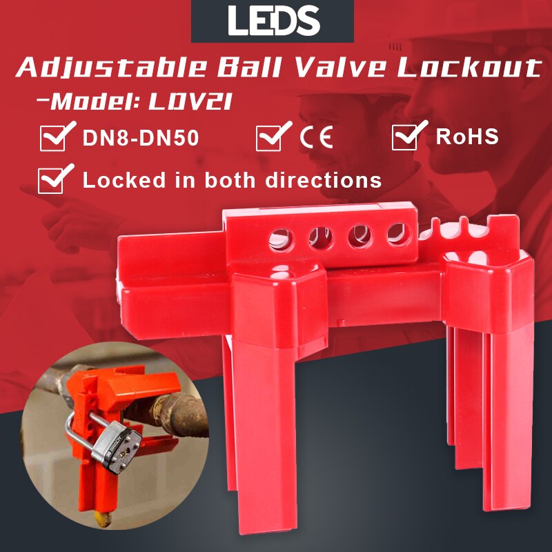 Verstelbare Kogelkraan Lockout Prinzing Tap Water Pijpleiding Ventiel Bal Handvat Open Isolatie Veiligheidsslot Loto Apparaten LDV21