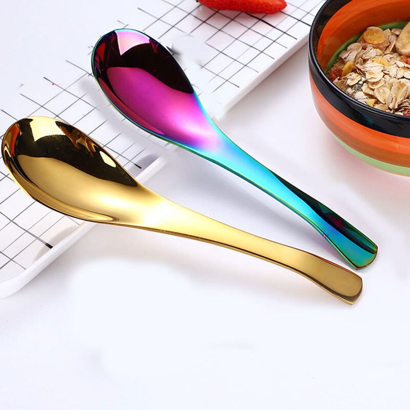 Kleurrijke roestvrijstalen lepel kleine gouden rijst soeplepel kinder ijs dessertlepel keuken diner servies kinder ijslepel