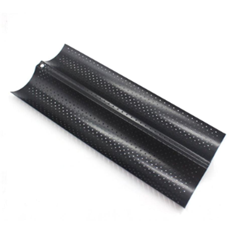 Bandeja para hornear Pan ondulado de 2 ranuras para bandeja con molde para hornear barras de Pan, molde para hornear Pan, molde de Baguette para pastel práctico de acero de alimentaria: Black