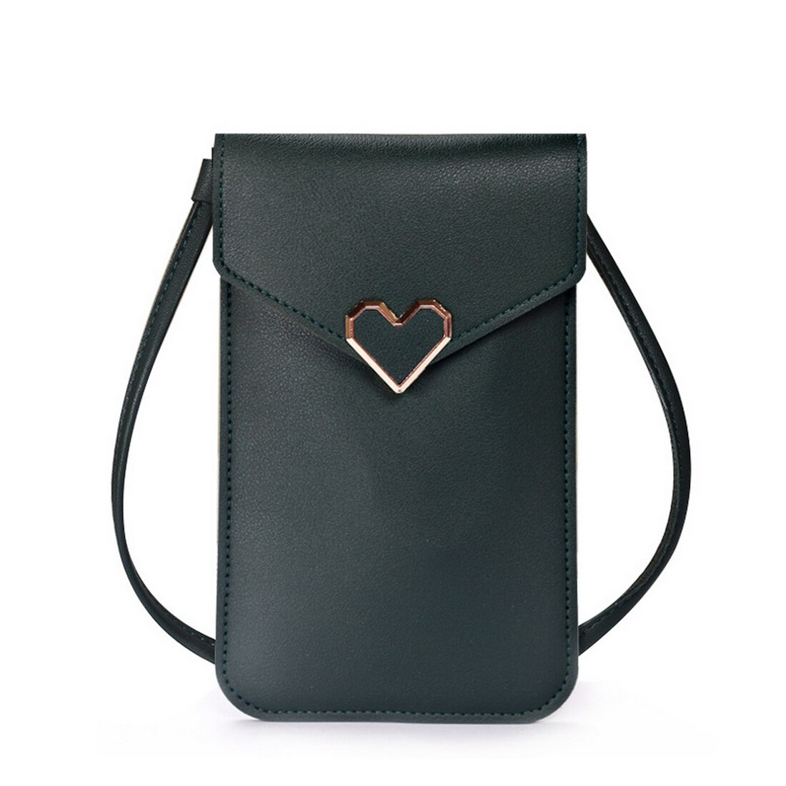 Touch Screen Mobiele Telefoon Purse Smartphone Portemonnee Lederen Schouderband Handtas Vrouwen Tas Voor Iphone X S10 Huawei P20: dark-green