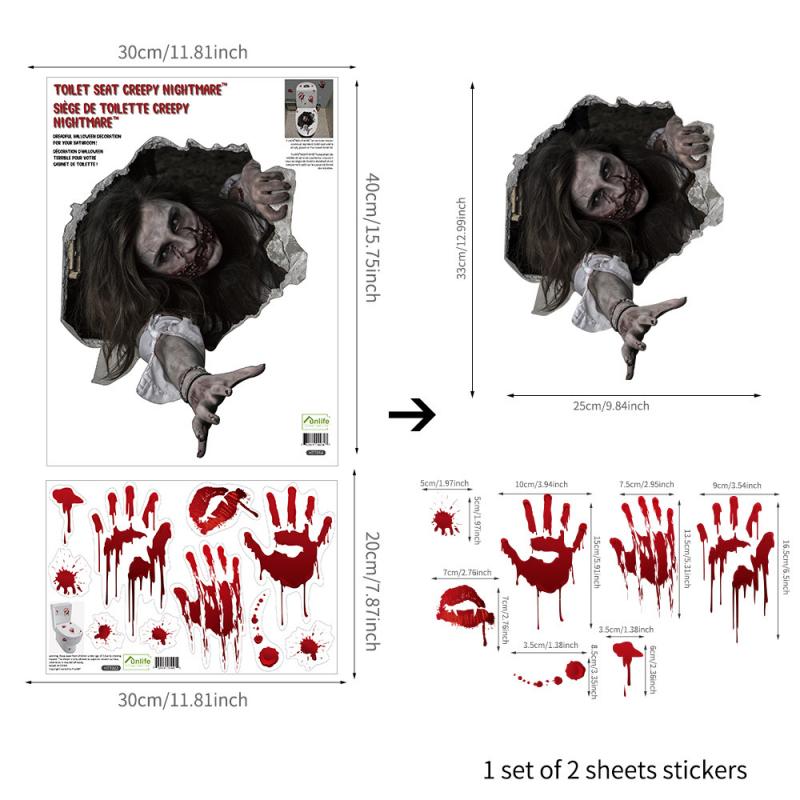 Halloween Toilet Wall Stickers Home Decoration Toilet Series Various Styles Horror Atmosphere Funny KTV Bar: 14