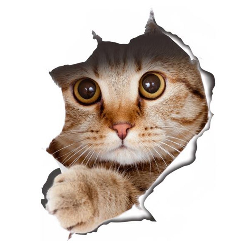 Removable Wall Stickers Cat Toilet Toilet Waterproof Toilet Stickers Kittens: Khaki