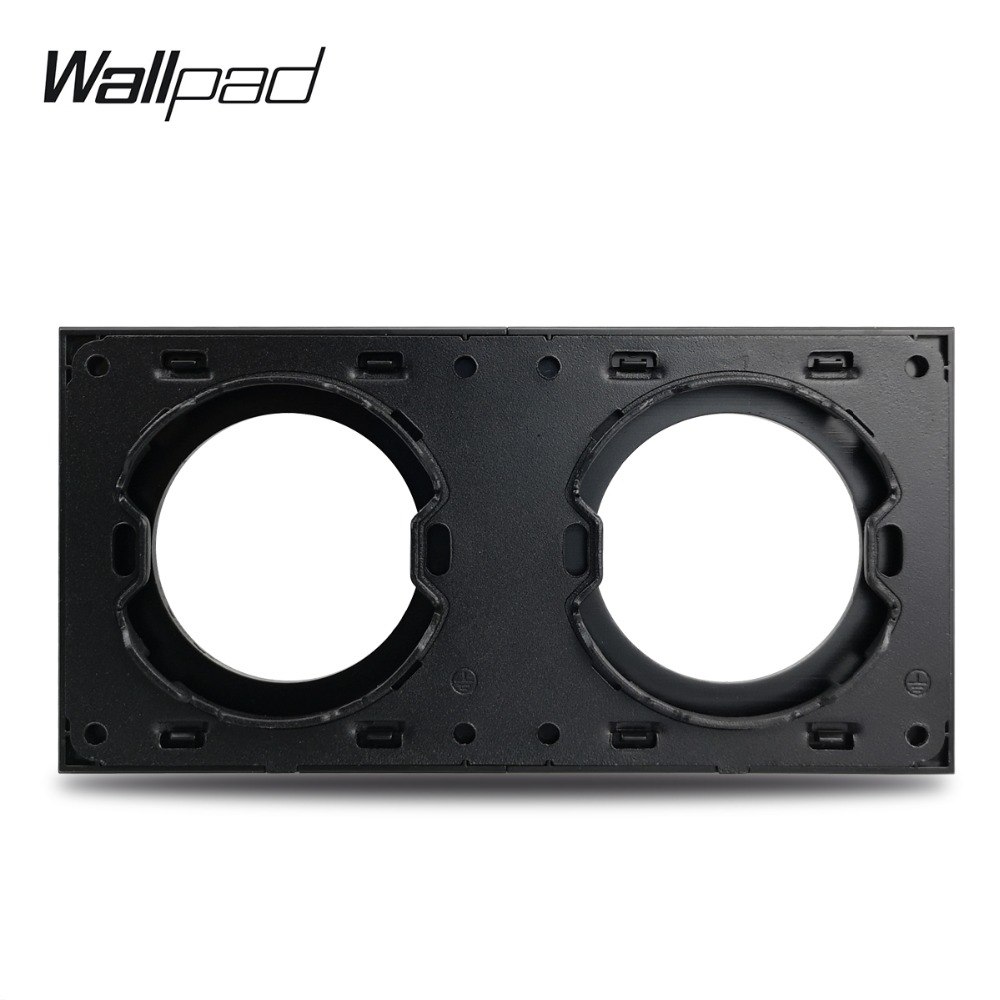Wallpad L6 DIY Schwarz Doppel Rahmen Gebürstet Aluminium Zauberstab Schalter Buchse Metall Platte Freie Kombination, 172*86mm