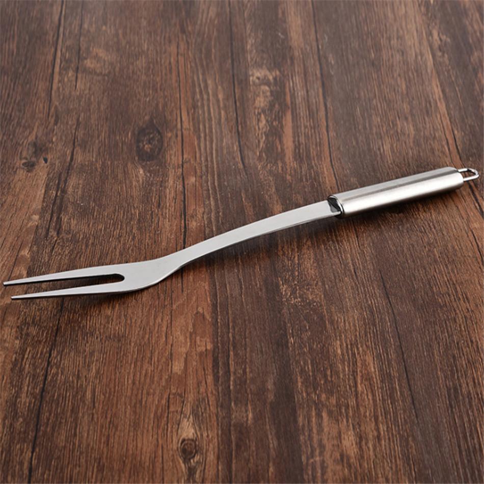 Kitchen Gadgets Stainless Steel BBQ Fork Barbecue Meat Food Fork Grill Tool BBQ Accessories Portable Outdoor Barbecue Appliances